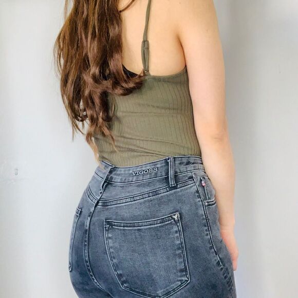 Olive green Rib Cami body suit - Picture 2 of 4